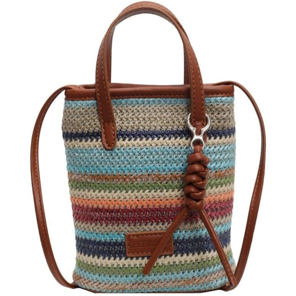 Straw Crossbody Purse Women Summer Phone Bag Secure Magnetic Closure